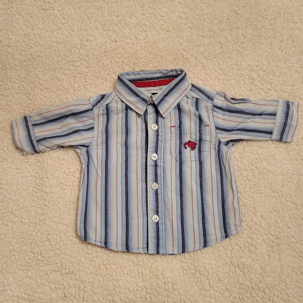 Carter's Baby 100% Cotton Stripe Buttondown with Crab detail